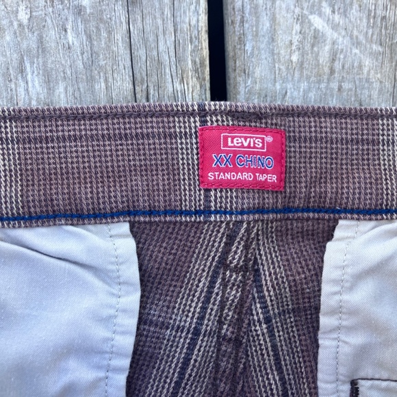 Levi’s XX Chino Standard Taper Fit Men’s Brown Plaid Pants | Size 28x32 - Picture 6 of 10
